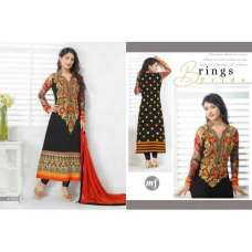 Black and Orange HEENARI PARTY WEAR GEORGETTE SHALWAR SUIT