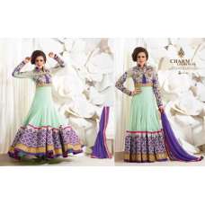 Purple and Green Safeena Nett and Georgette Party Wear Anarkali