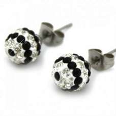 8MM BLACK & CLEAR STRIPED EARRINGS