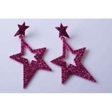 FUSCHIA STAR DESIGN CRYSTAL EARRINGS