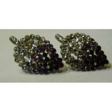 GORGEOUS NEW LEAF DESIGN CRYSTAL EARRINGS IN BLACK AND PURPLE COLOUR