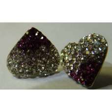 GORGEOUS PURPLE TWO TONE HEART SHAPED CRYSTAL EARRINGS