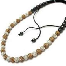 FULL CHAMPAGNE/GOLD AND WHITE CRYSTAL QUALITY CRYSTAL NECKLACE