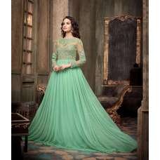 MA-2203 Mint Green with Beige Maskeen Maisha Crush Anarkali Grown