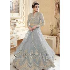 GREY INDIAN MAXI EVENING WEDDING DRESS