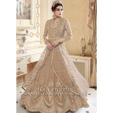 BEIGE INDIAN MAXI EVENING WEDDING DRESS