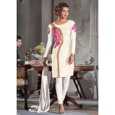 ZHR5119-B WHITE HEROINE PRIYANKA CHOPRA STRAIGHT CUT DRESS