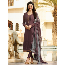 Brown Royal Crepe Suit Indian Churidar Dress