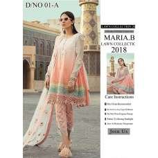 PEACH AND WHITE MARIA B LUXURY STRAIGHT SALWAR SUIT (NO FROCK)