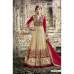 Beige Red Long Dress Hot Lady Designer Gown Anarkali