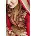 Beige Red Long Dress Hot Lady Designer Gown Anarkali