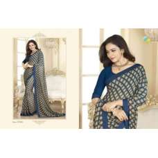 17343 BLUE SHEESHA STAR WALK-18 GEORGETTE PRINTED SAREE