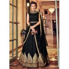 BLACK HEAVY EMBROIDERED INDIAN WEDDING & EVENING GOWN 