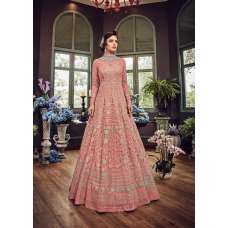 CORAL PINK LUXURY HEAVY EMBROIDERED INDIAN WEDDING BRIDAL GOWN