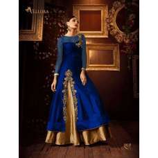 BLUE AND GOLD EMBROIDERED LEHENGA DRESS